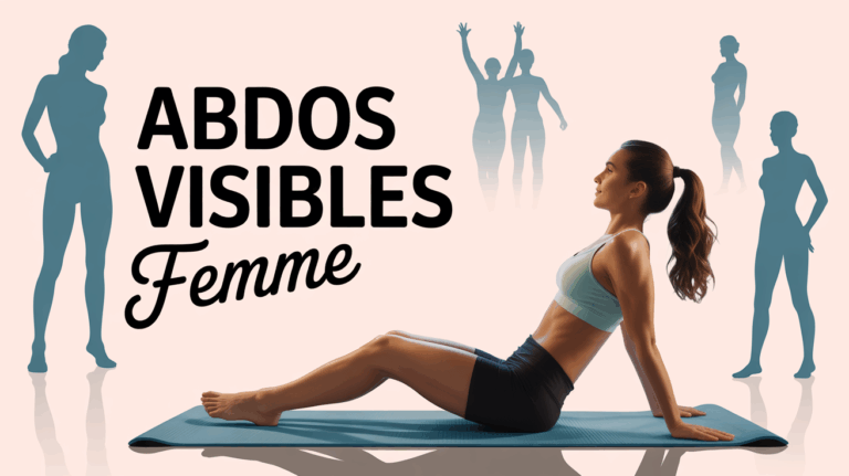 Abdos visibles femme sur tapis chez soi