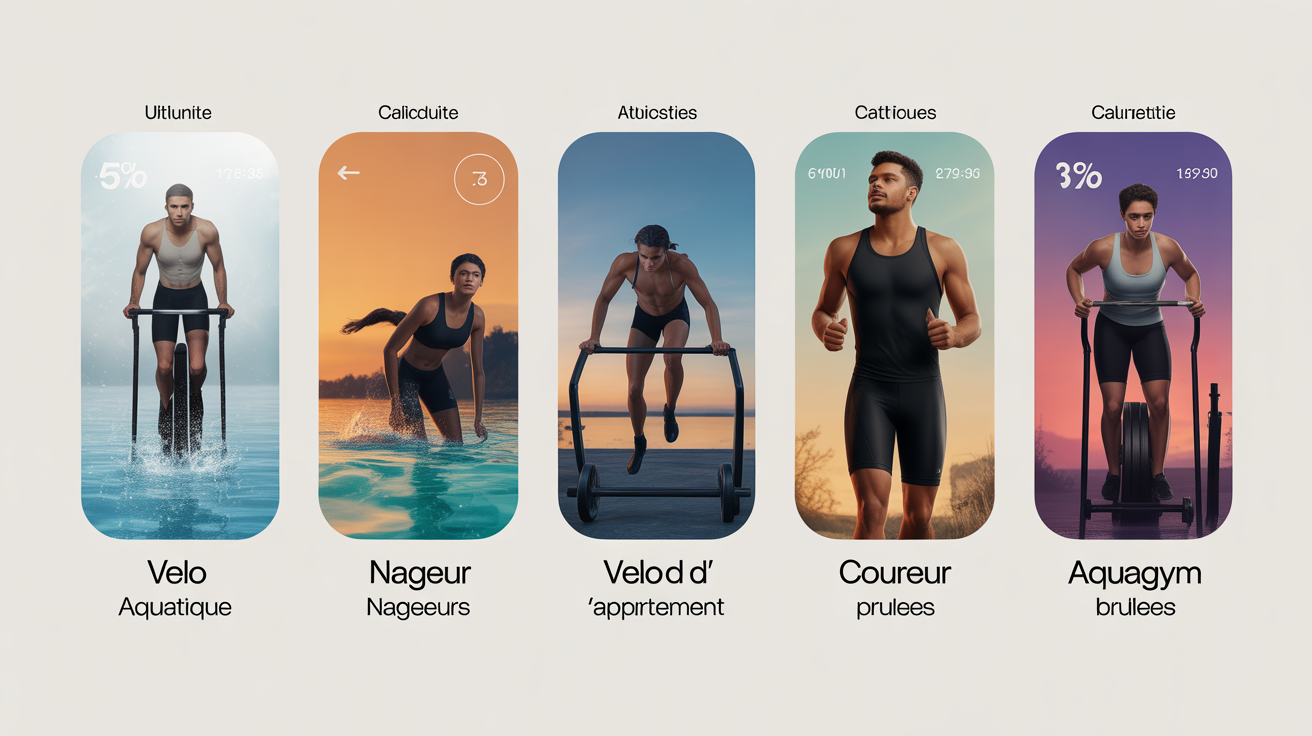 Graphique calories aquabiking et sports compares