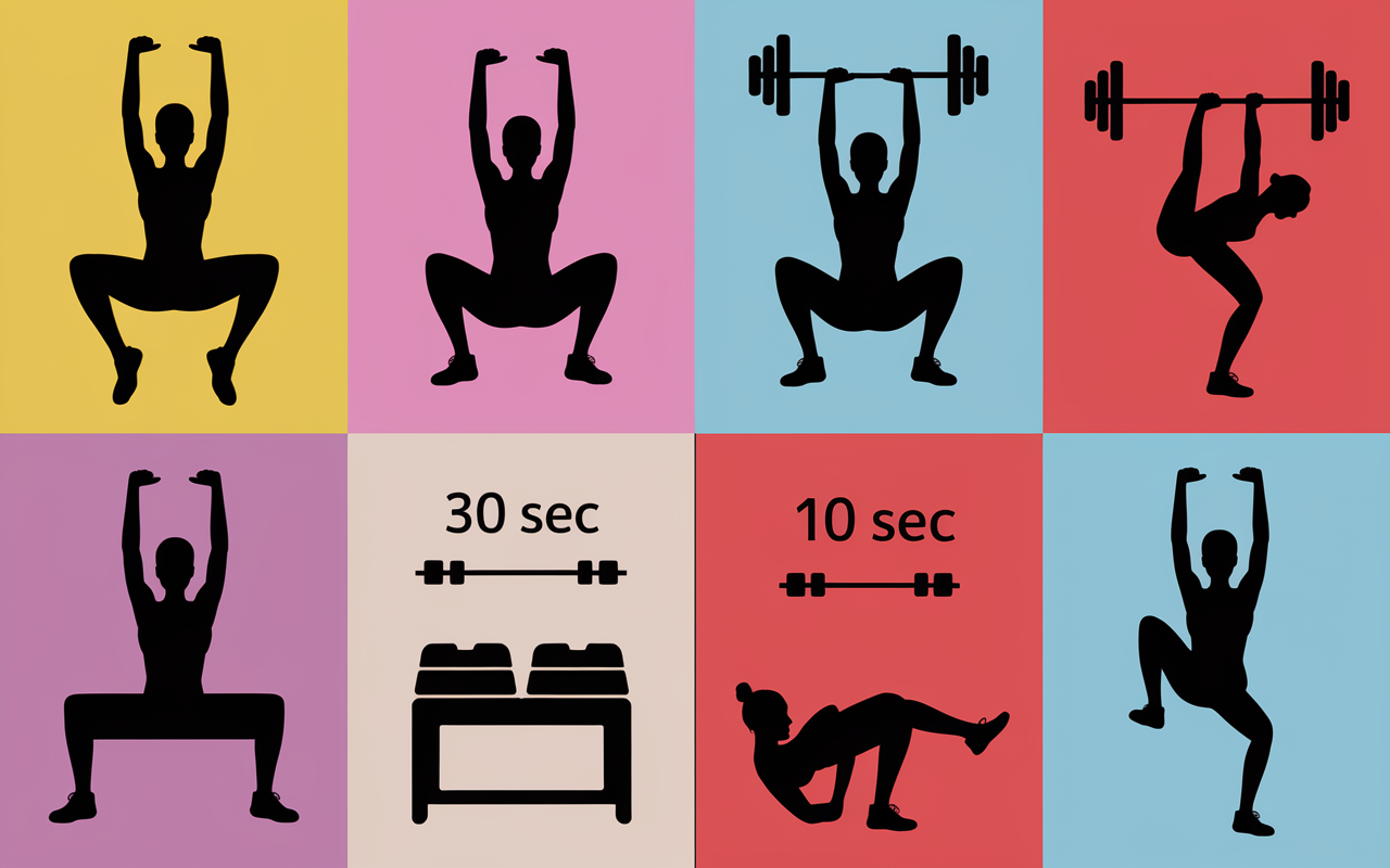 Routine HIIT facile jumping jacks squats pompes débutants