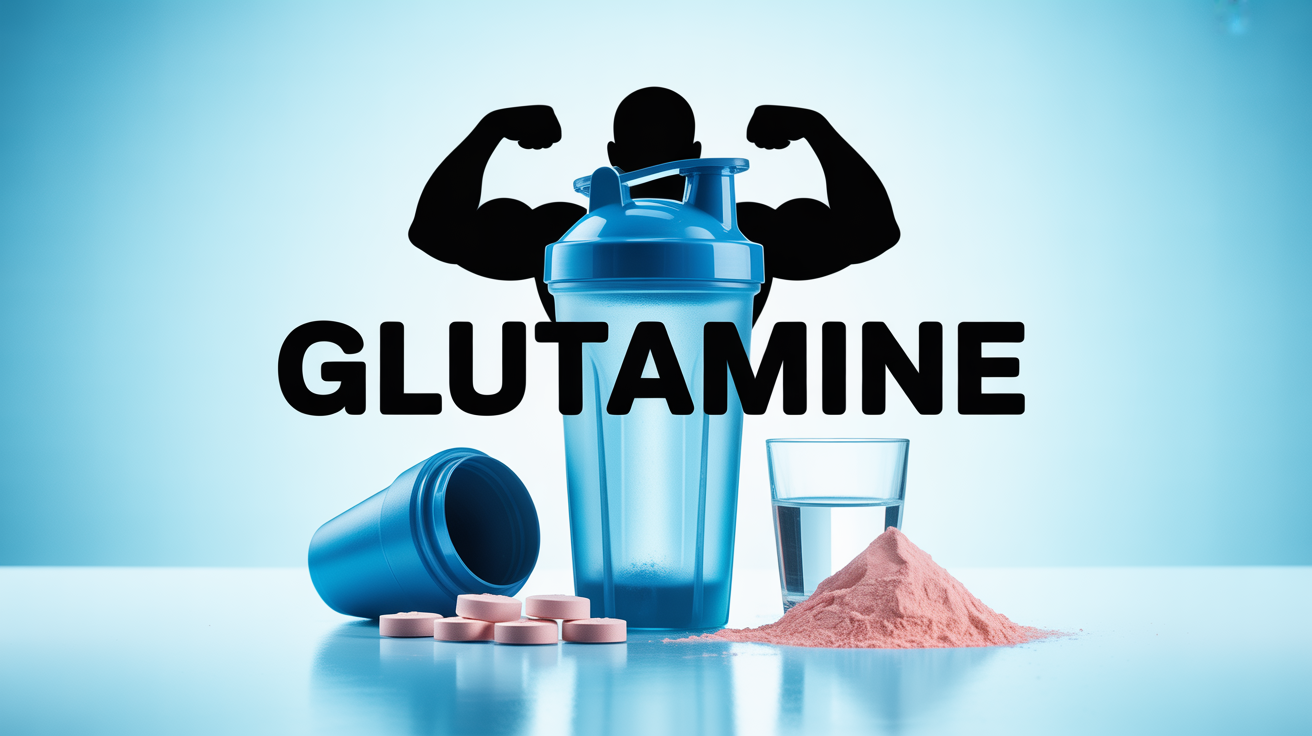 shaker glutamine poudre verre silhouette musclée sport bien-etre