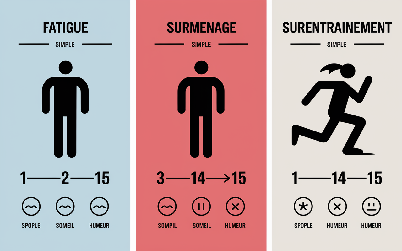 Tableau visuel surentrainement symptomes fatigue surmenage