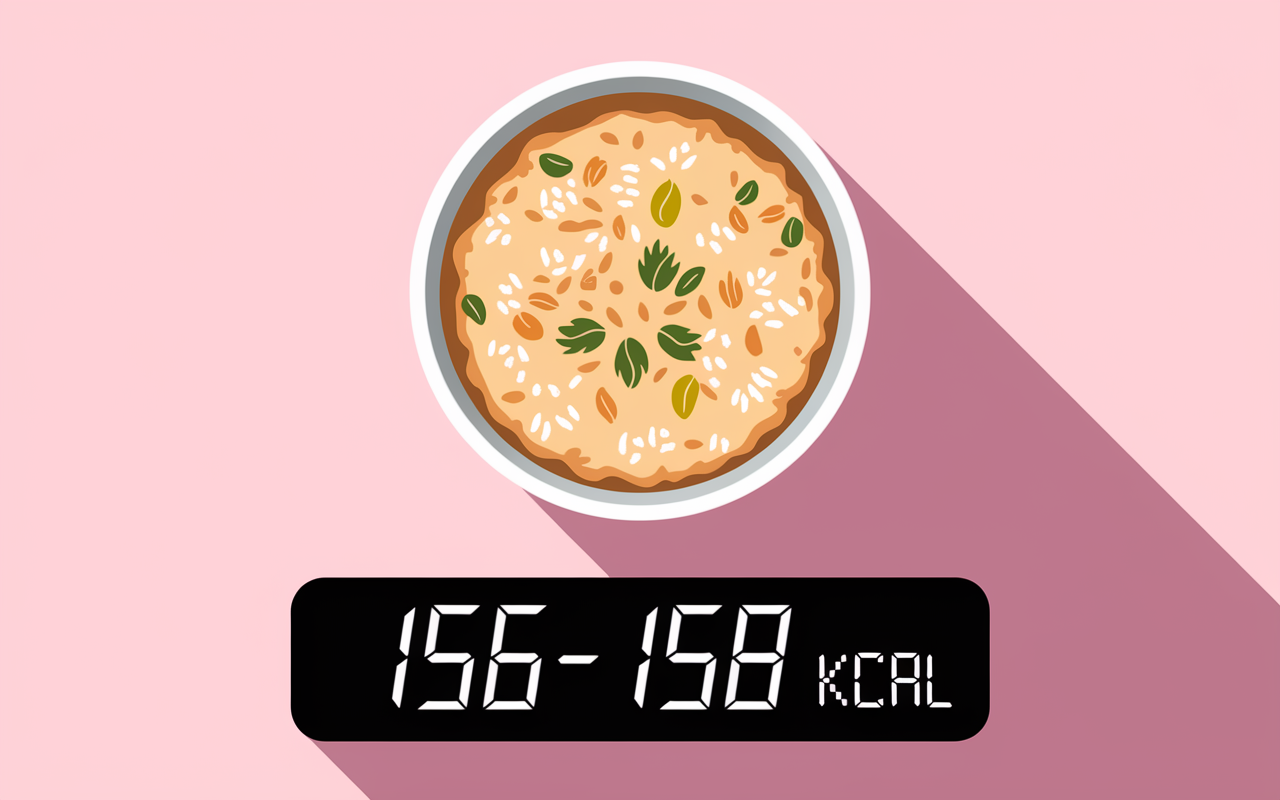 Petit bol de riz complet cuit, balance affichage calories infographie