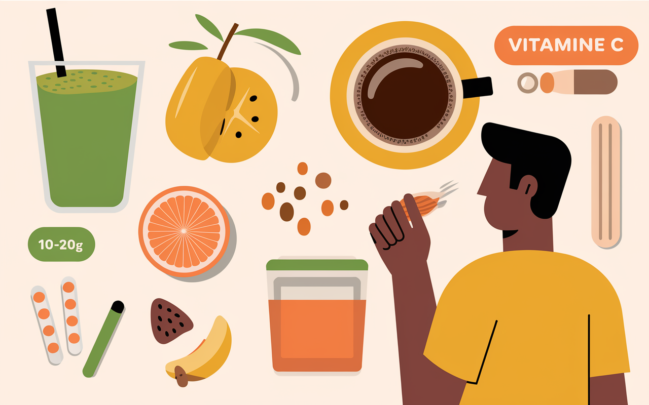 Dosage collagene Vital Proteins routine vitamine C smoothie cafe