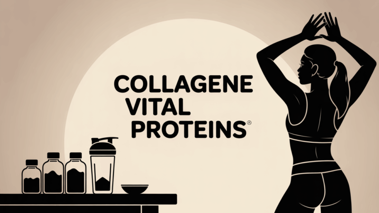 Silhouette sportive collagene Vital Proteins shaker poudre ambiance bien-etre