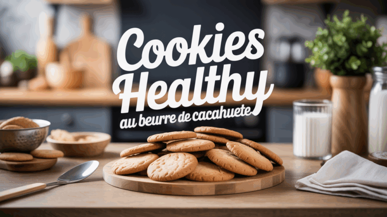 assiette de cookies healthy au beurre de cacahuete sur table lumineuse