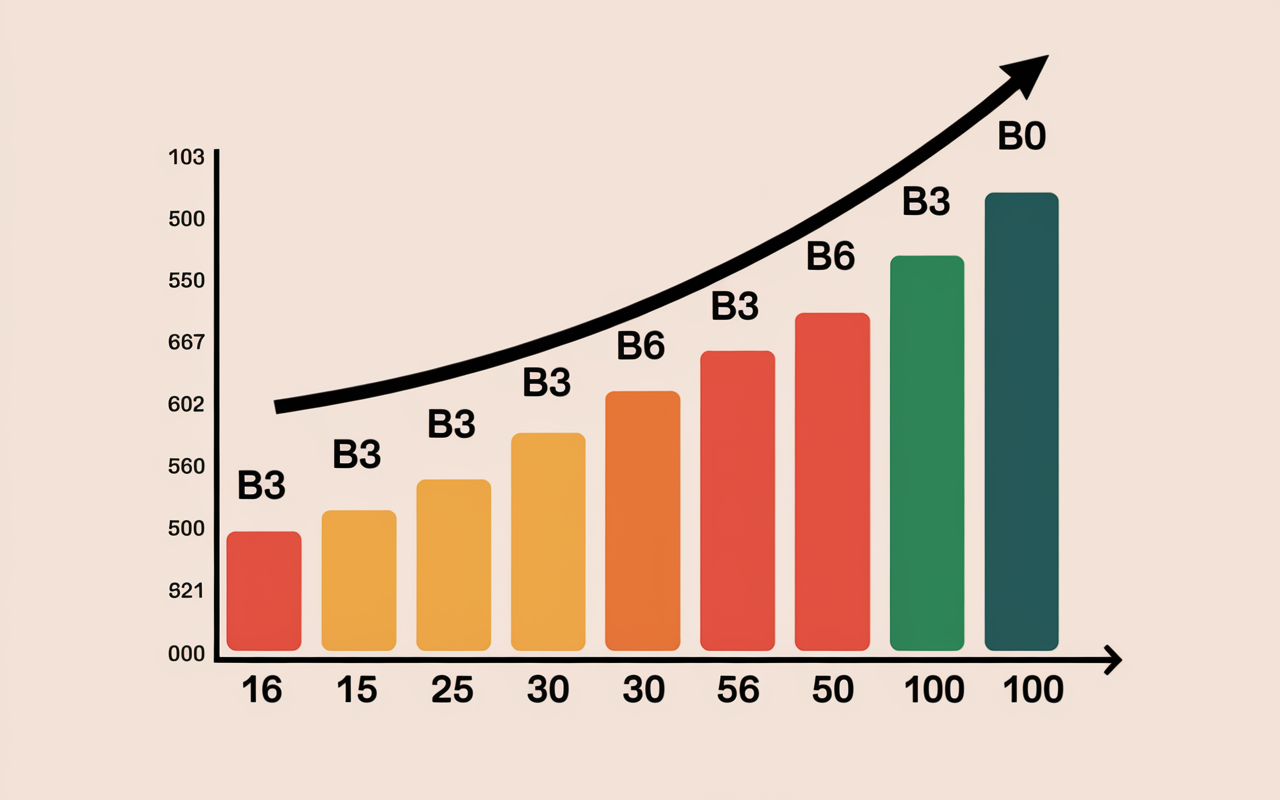 Barres dosages vitamine B et zones excès