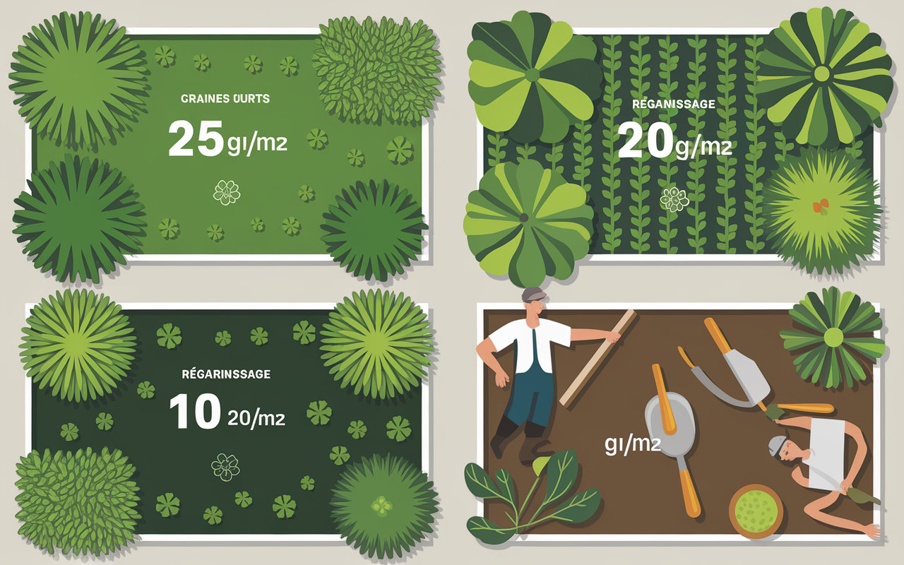 Dosage graines gazon pelouse potager quantite m2 jardinier