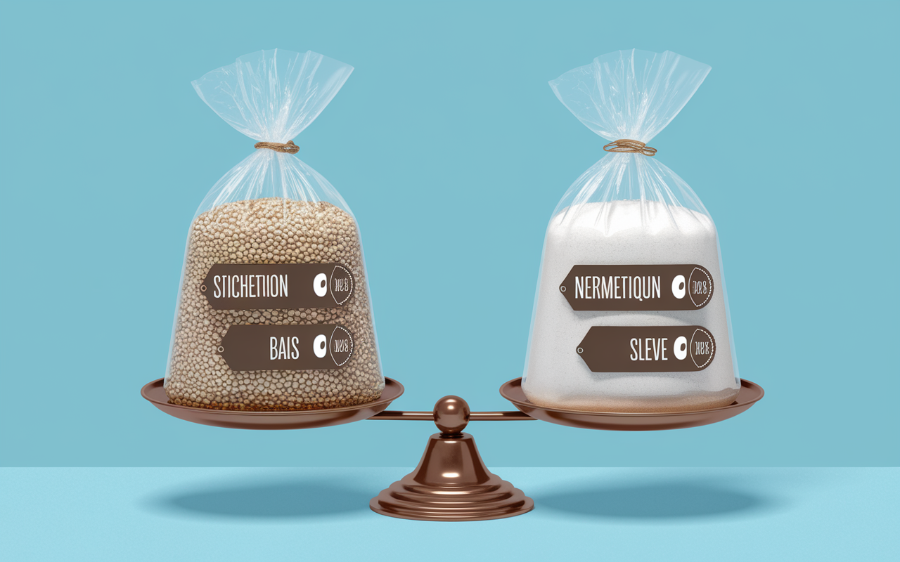 balance sacs farine pois chiche riz bocaux conservation IG nutrition