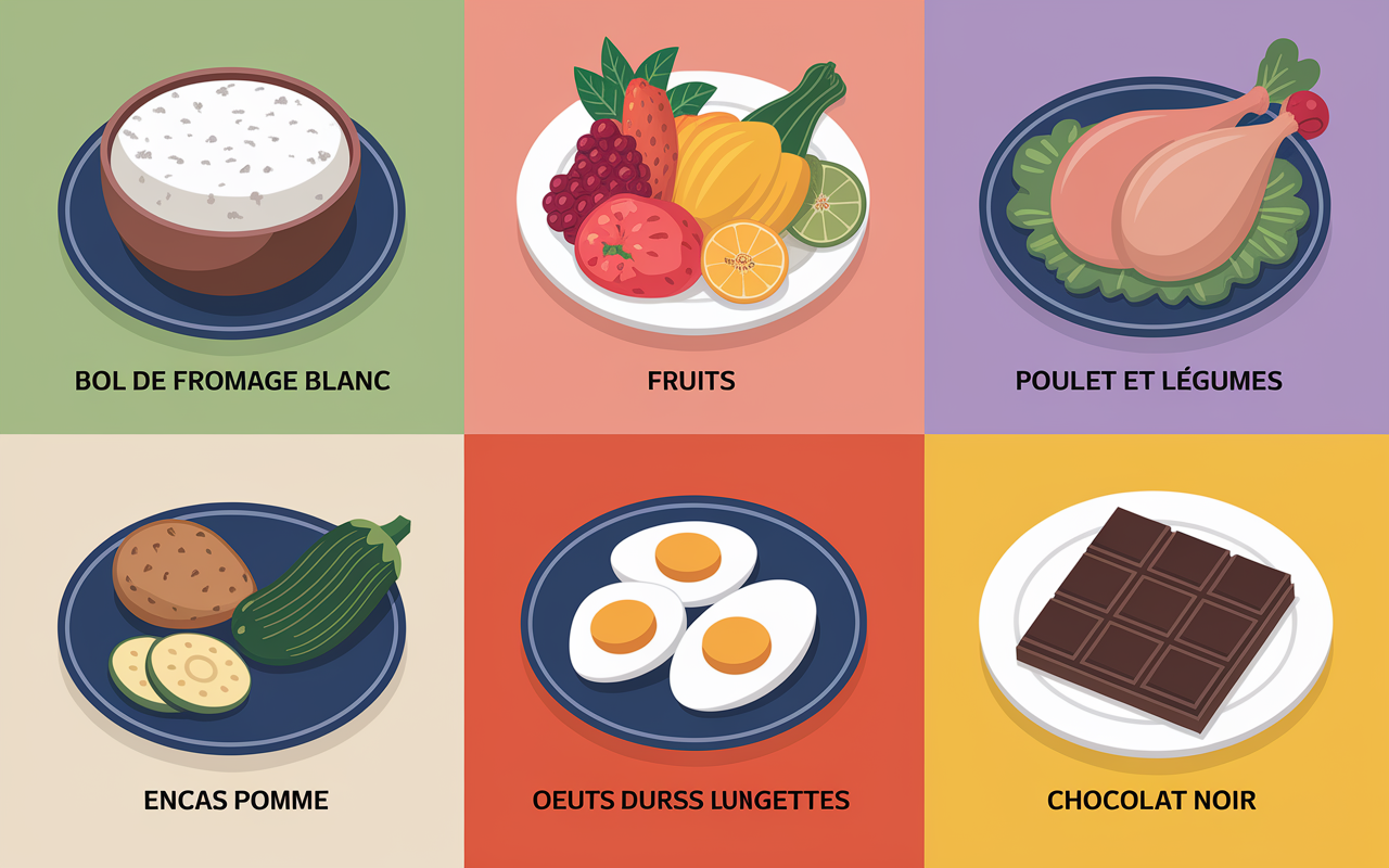 menu 1200 calories journée repas illustrée coach