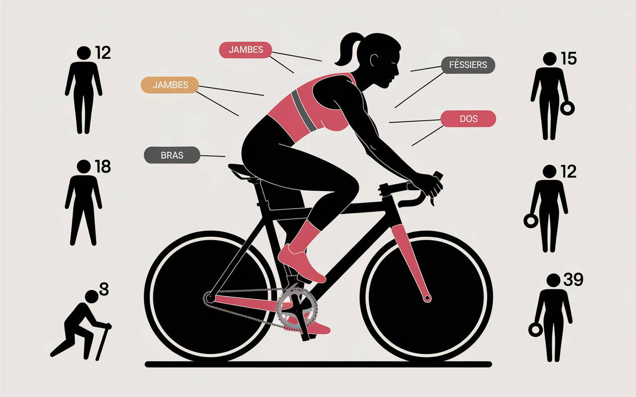 Diagramme muscles principaux sur velo elliptique