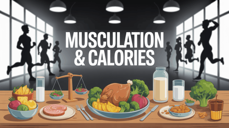 Musculation et calories, aliments et portions sur table