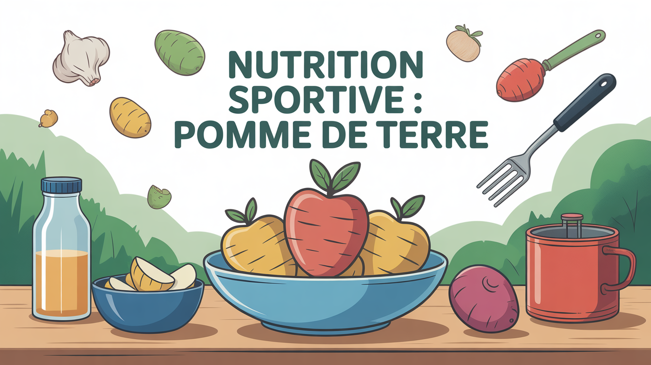 illustration table sportive avec pommes de terre et ustensiles