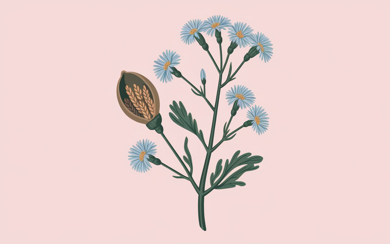fleurs lin capsules graines illustration plante lin