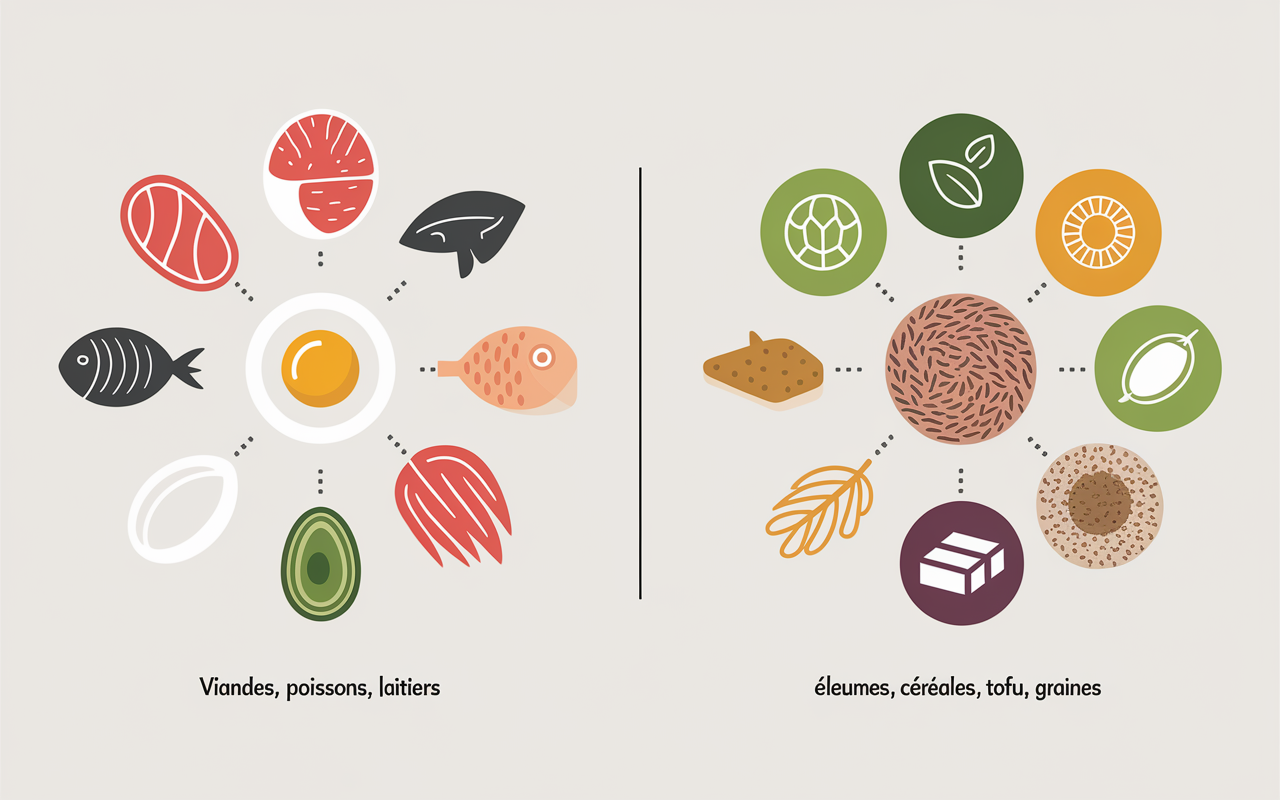 comparatif proteines animales vegetales avantages visuel