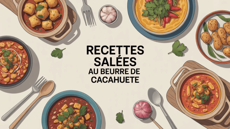Plats salés variés au beurre de cacahuète sur table conviviale