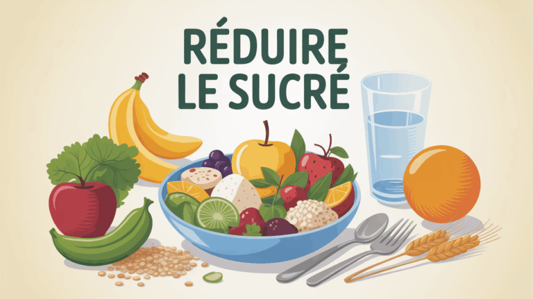 assiette equilibree sans sucre avec fruits legumes cereales completes