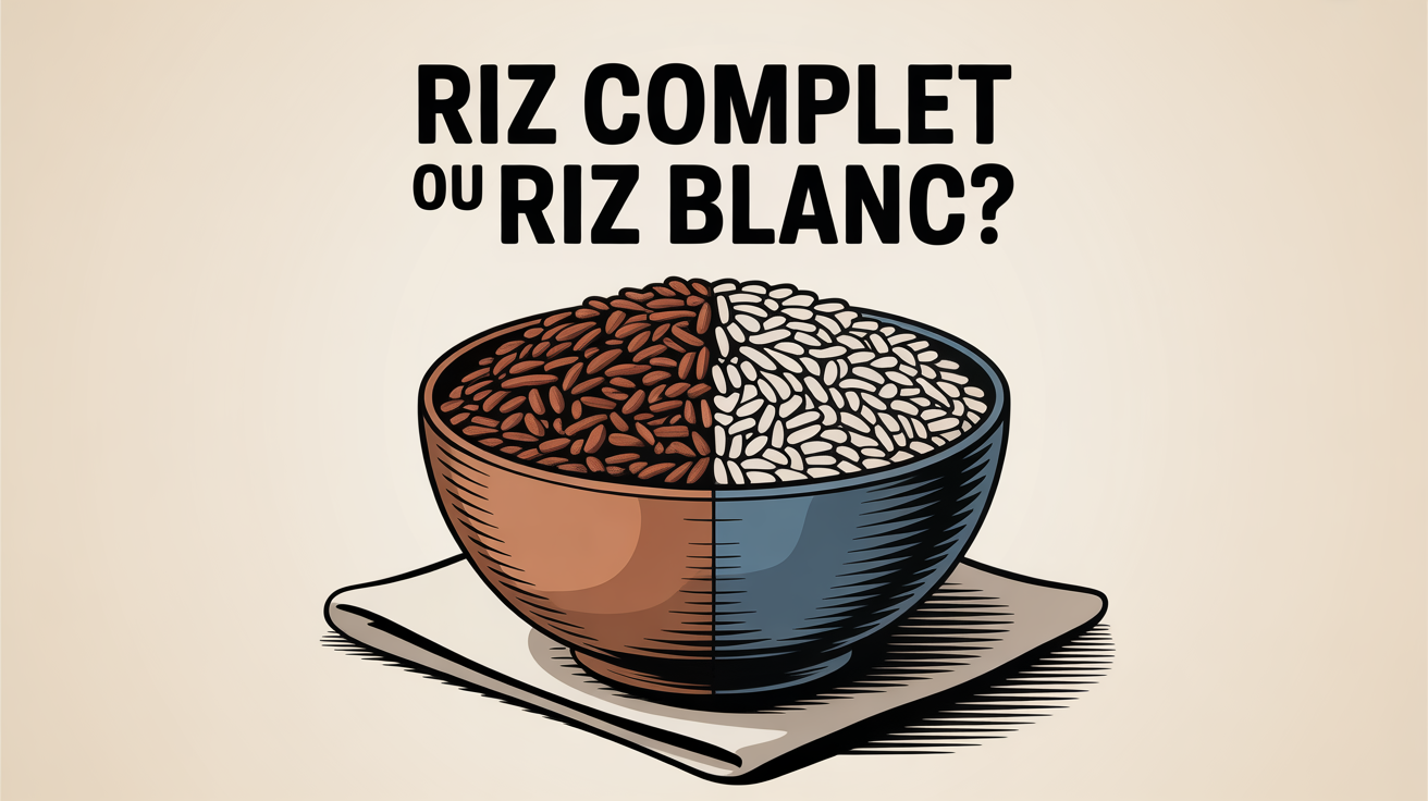 Bol divisé riz complet brun et riz blanc comparatif nutrition