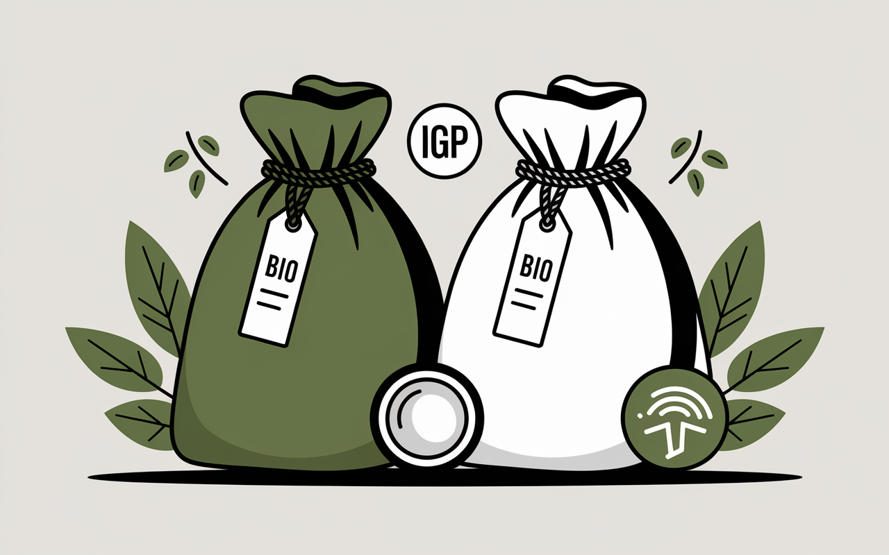 Sacs riz complet et blanc avec labels bio IGP sécurité