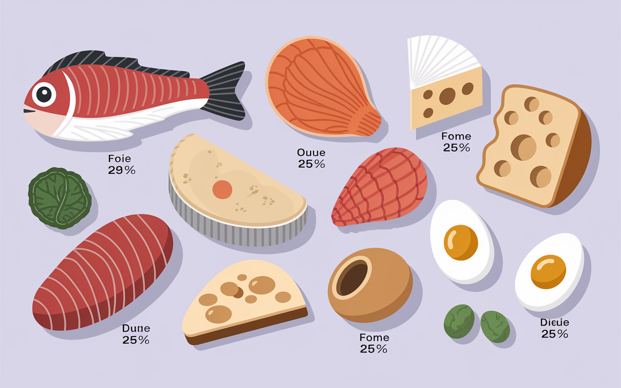 aliments sources vitamine B12 comparatif