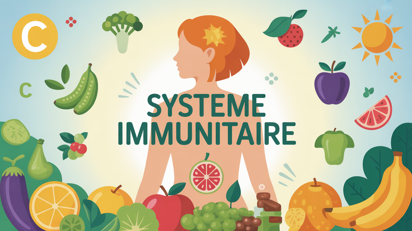 illustration systeme immunitaire vitamines c d zinc