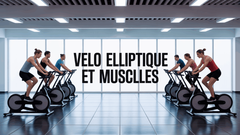 Groupe sur velo elliptique en mouvement en salle lumineuse
