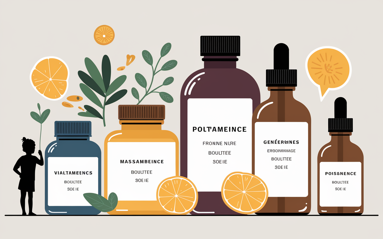 vitamines omega magnesium cerveau tableau illustratif
