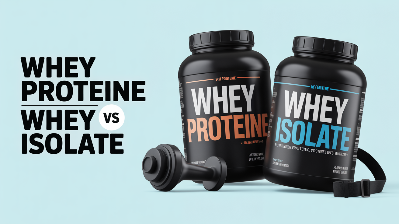 Deux pots de poudre whey proteine et whey isolate avec accessoires sportifs