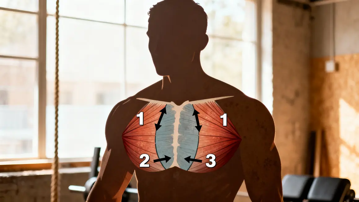 schema stylise pectoraux trois zones muscles synergiques