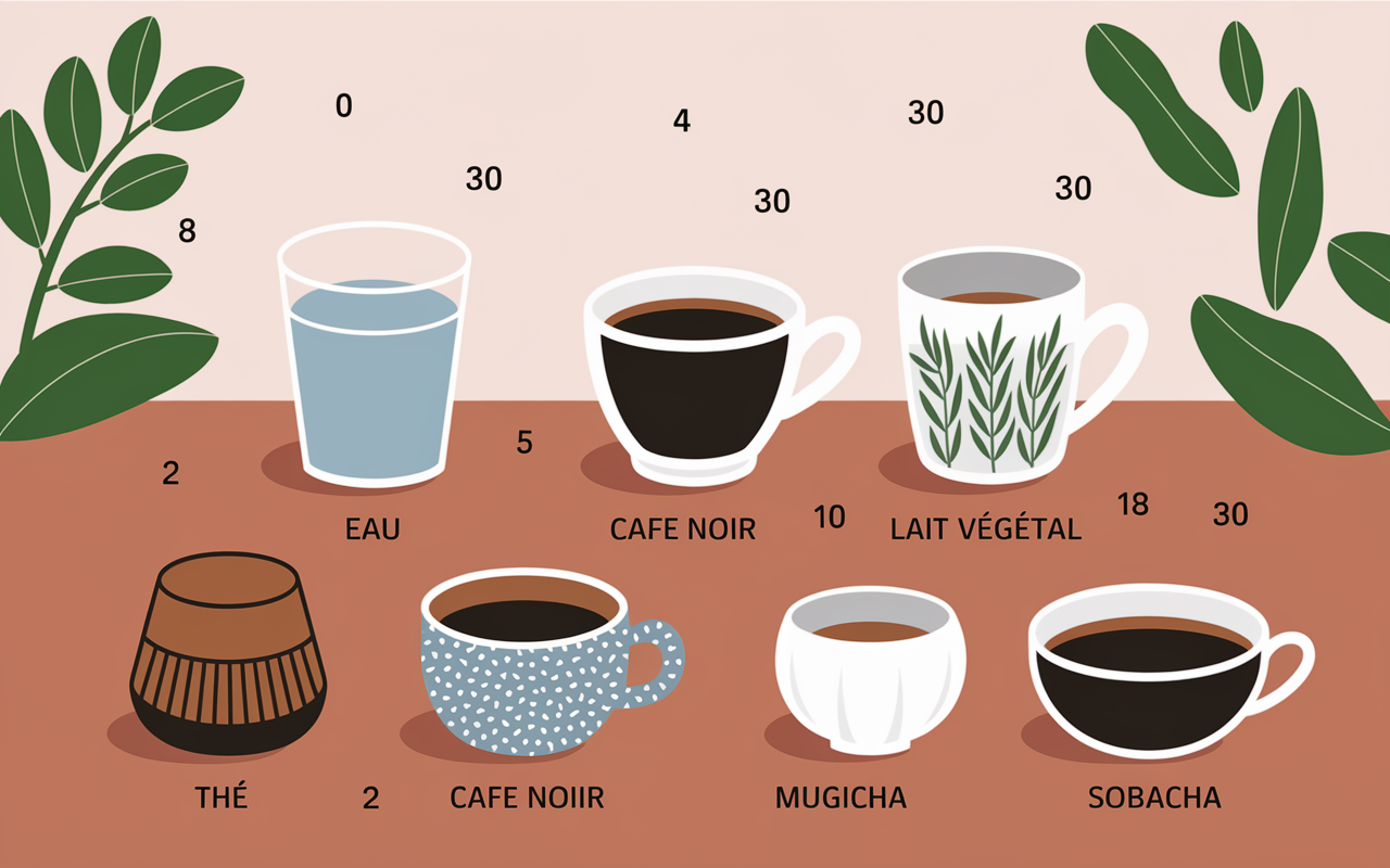 verres boissons sans sucre pour diabetique tableau ig eau the cafe lait vegetal