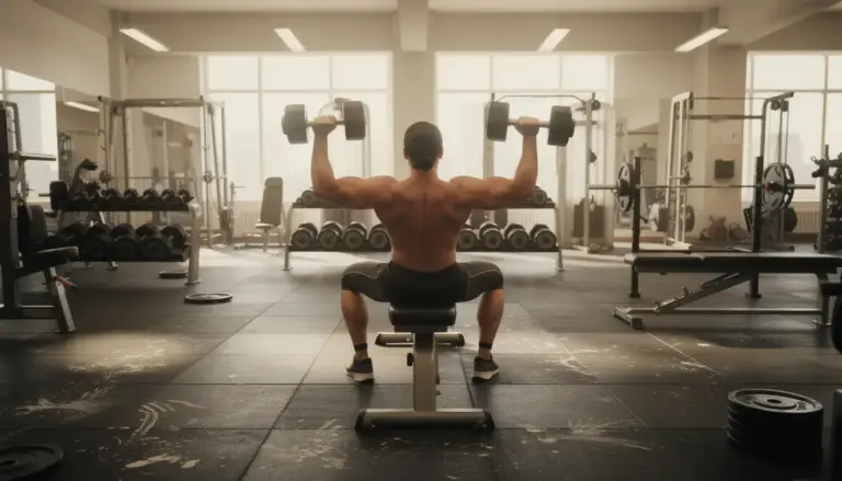 silhouette musclee developpe couche haltere salle musculation