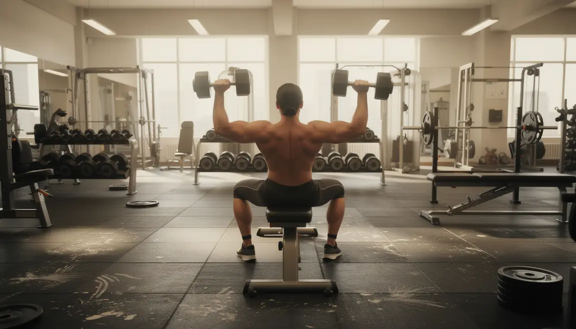 silhouette musclee developpe couche haltere salle musculation