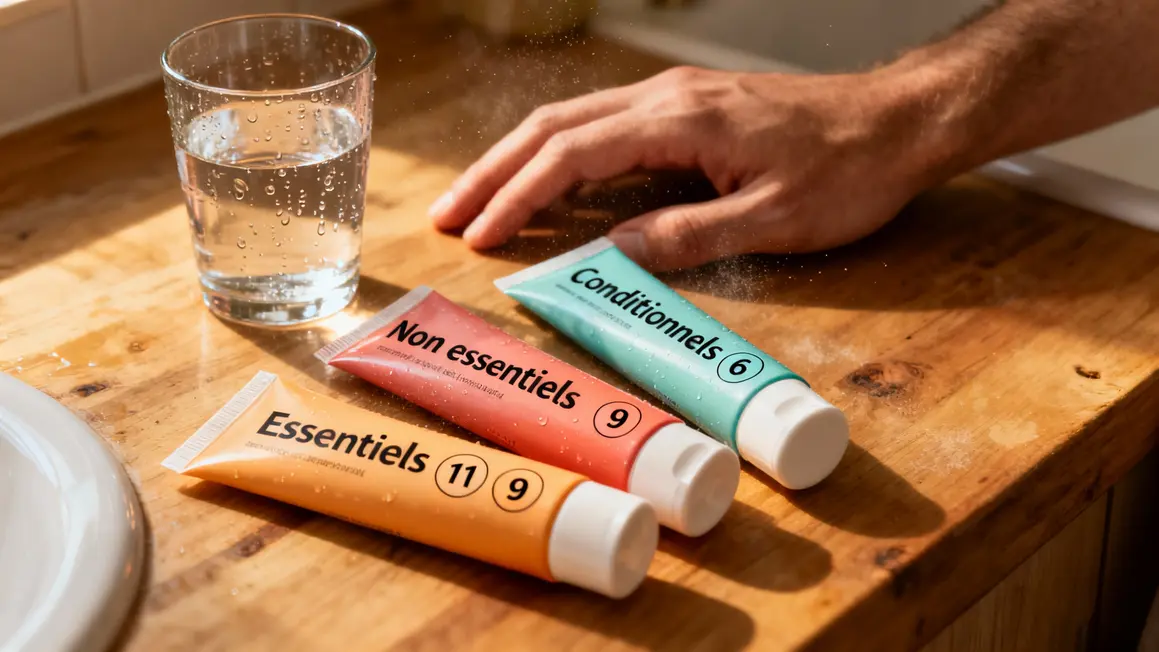 schéma acides amines essentiels non essentiels conditionnels chiffres