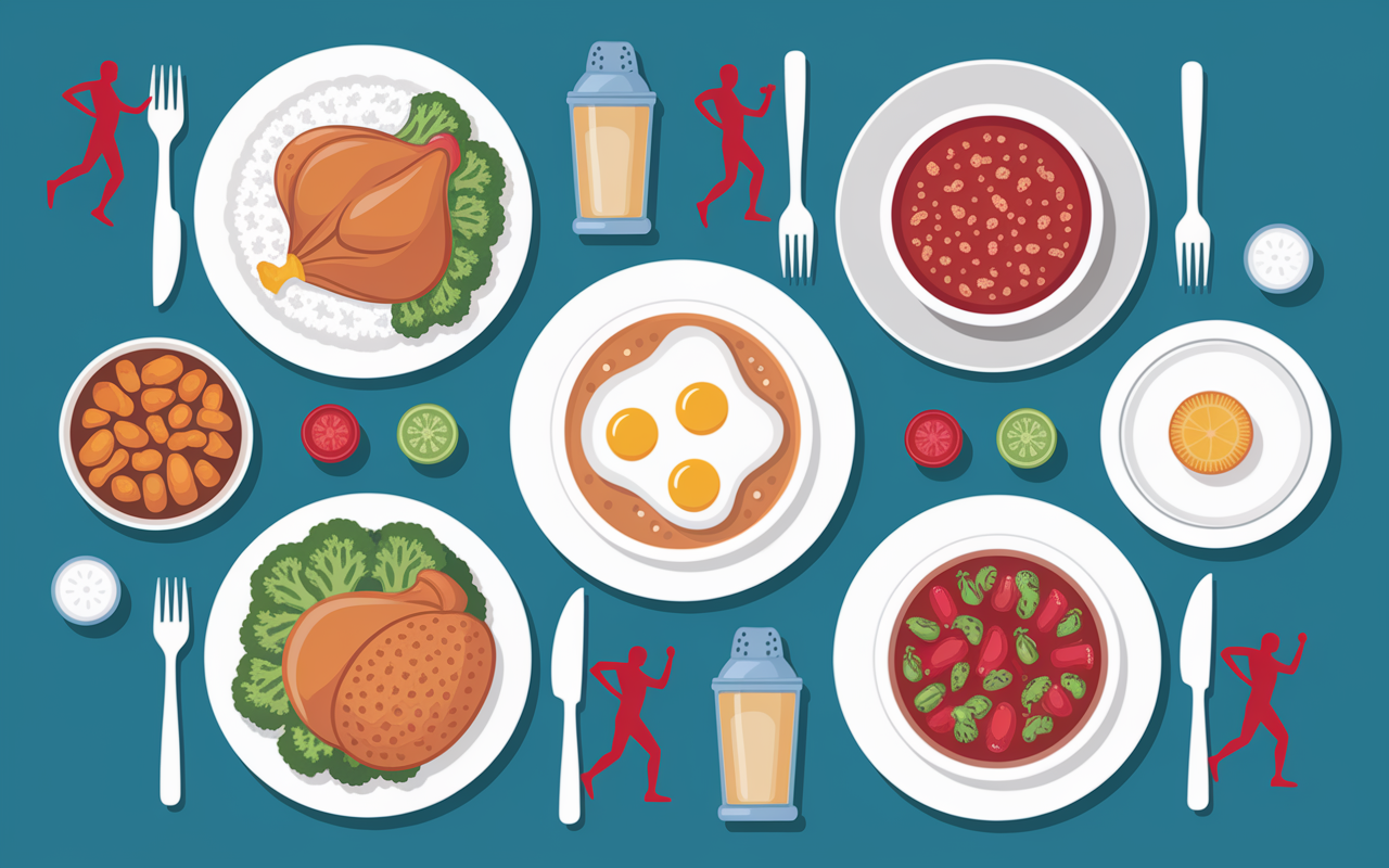 table plats musculation poulet riz brocolis chili avoine