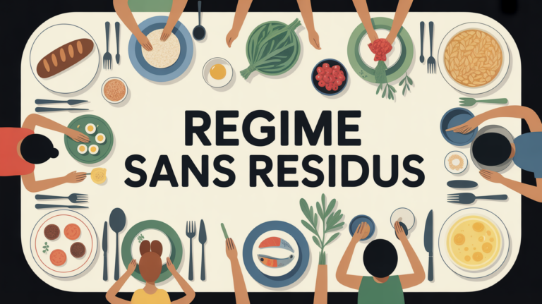 Vue table cuisine aliments blancs regime sans residus