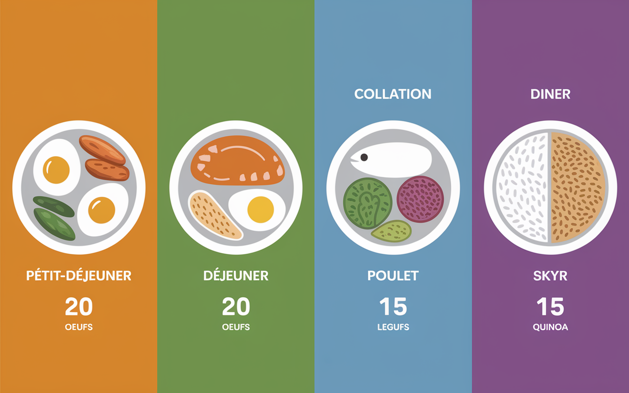 organisation repas types 70g proteines