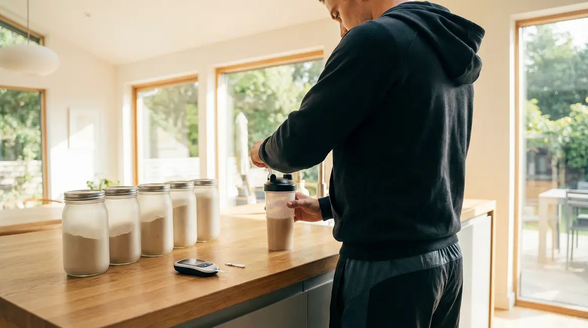 silhouette prépare whey et lecteur glycémie