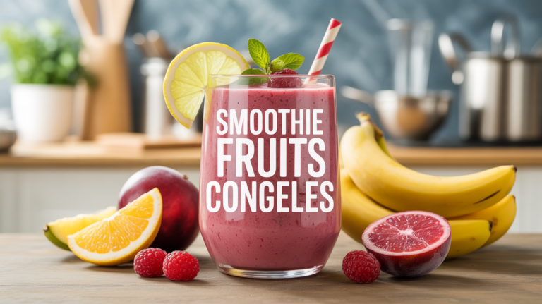 Smoothie fruits congelés onctueux dans grand verre