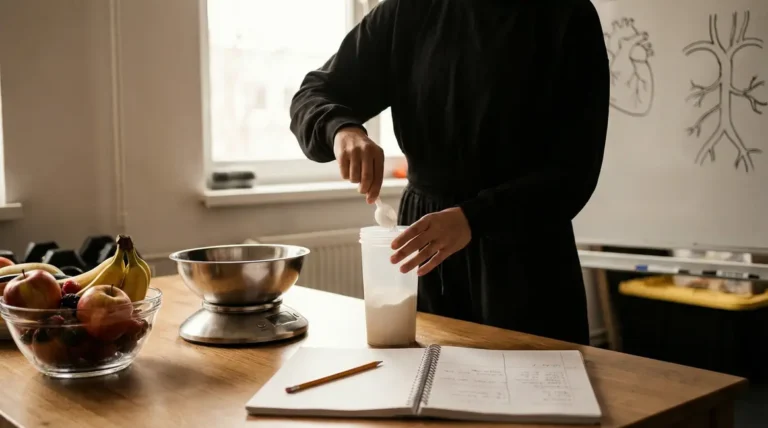 sportif préparant whey, cholestérol, santé cardiovasculaire