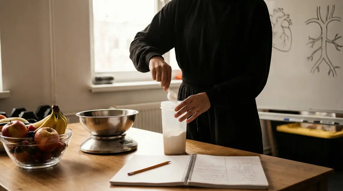 sportif préparant whey, cholestérol, santé cardiovasculaire