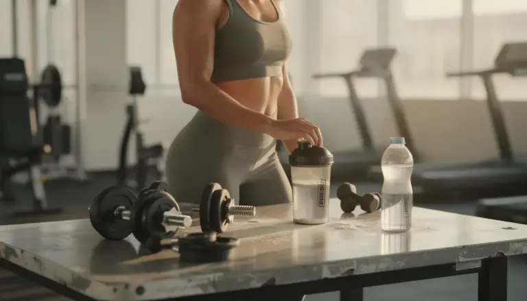 silhouette sportive preparant shaker proteine whey salle de sport