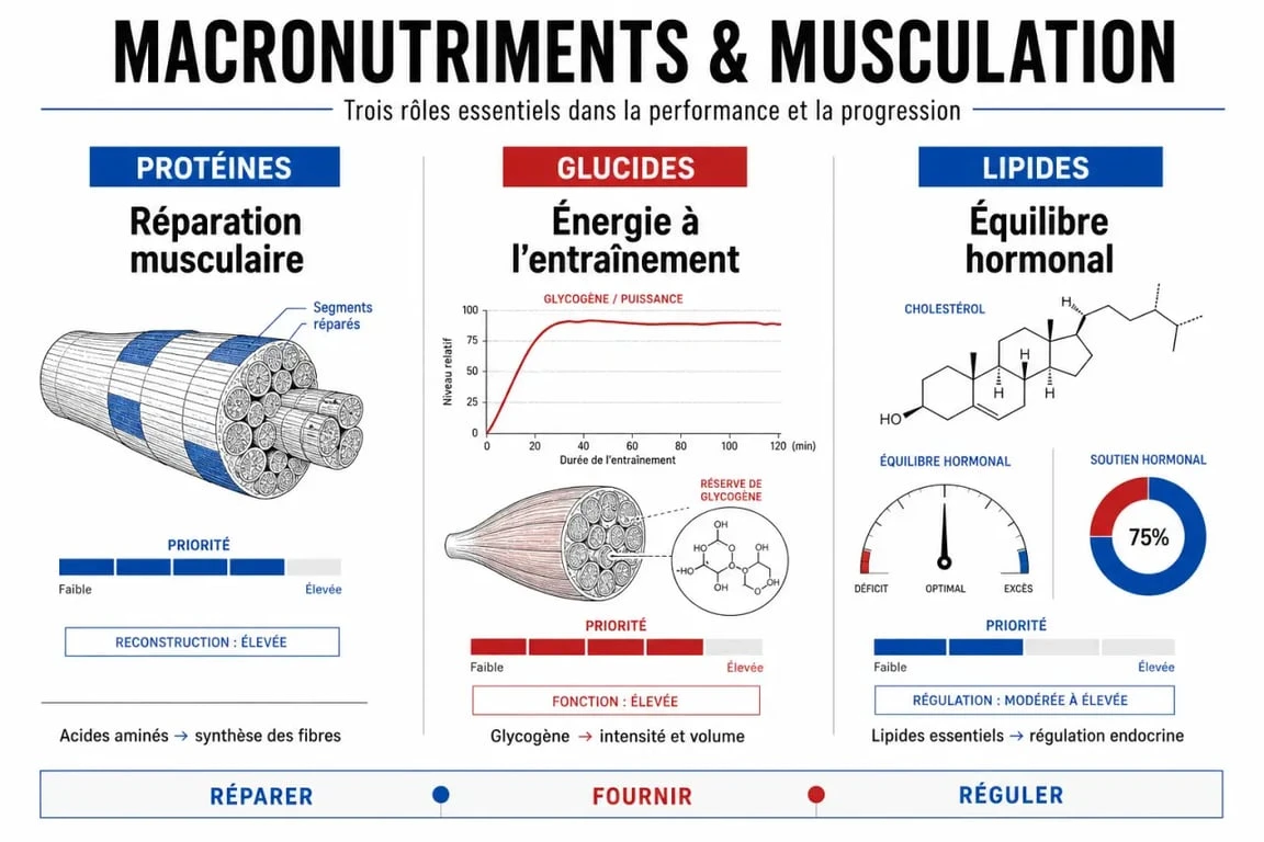 Rôles des protéines, glucides et lipides dans la nutrition pour la musculation