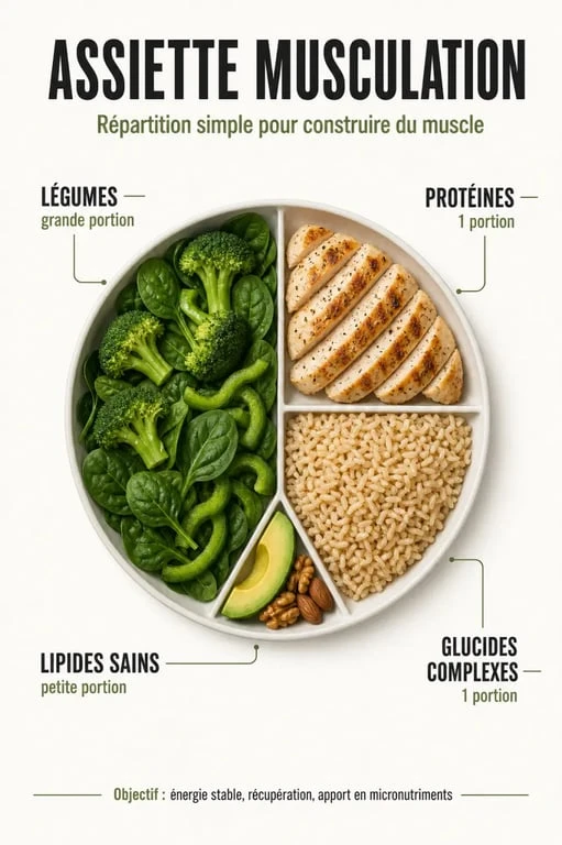 Composition d'une assiette équilibrée pour la nutrition pour la musculation