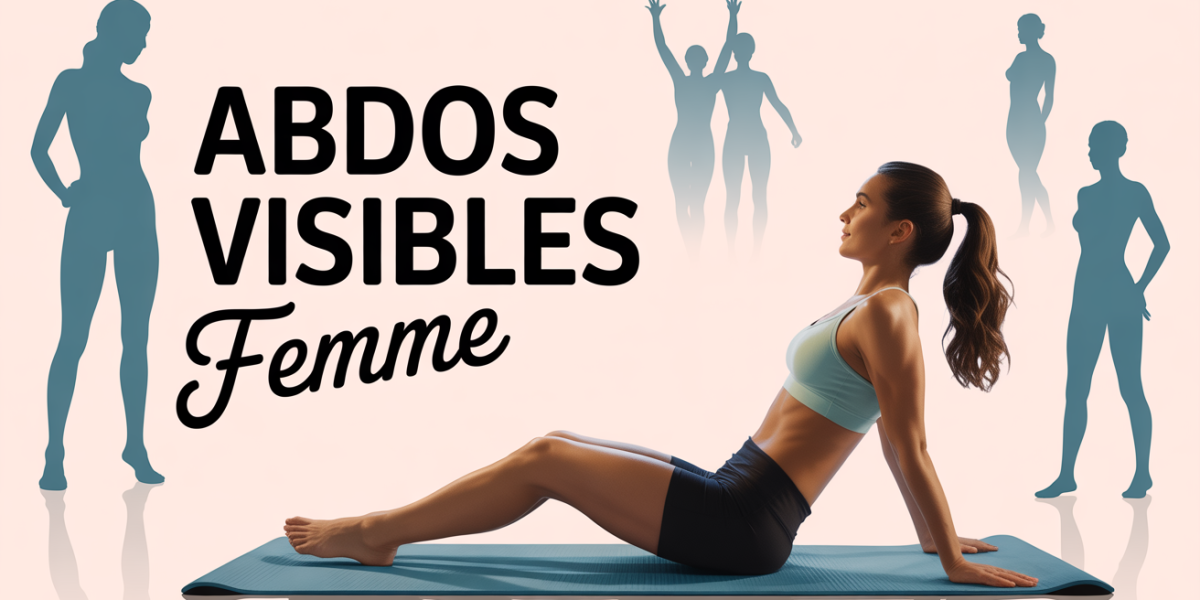 Abdos visibles femme sur tapis chez soi