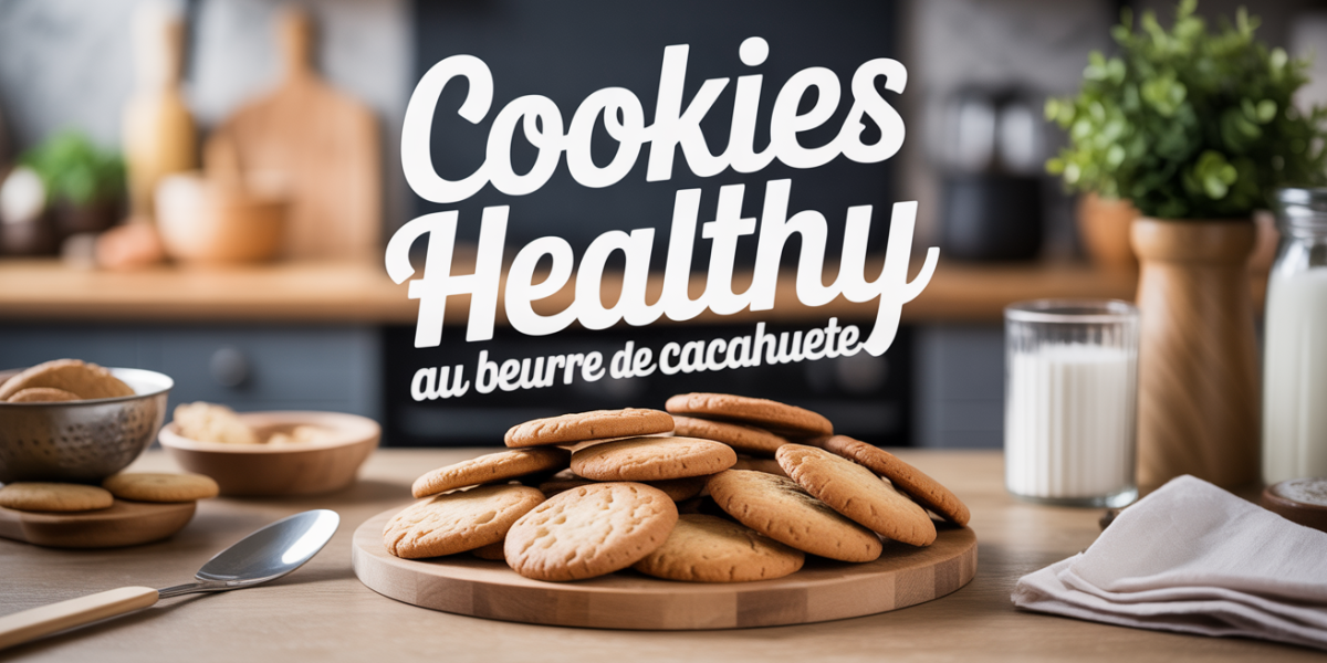 assiette de cookies healthy au beurre de cacahuete sur table lumineuse