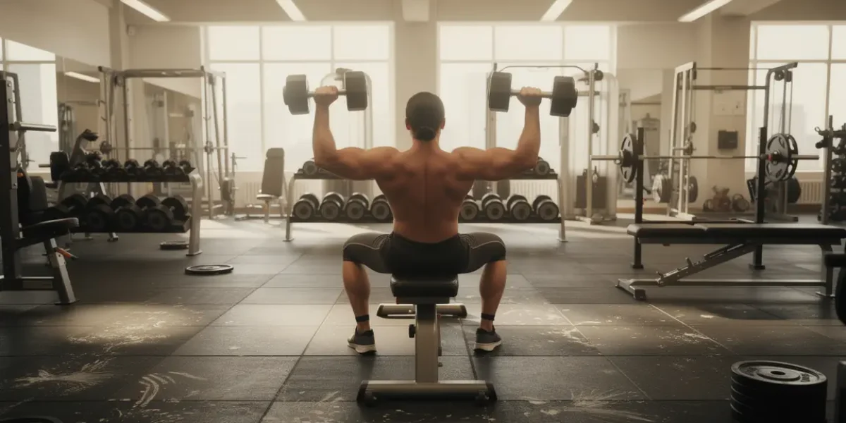 silhouette musclee developpe couche haltere salle musculation