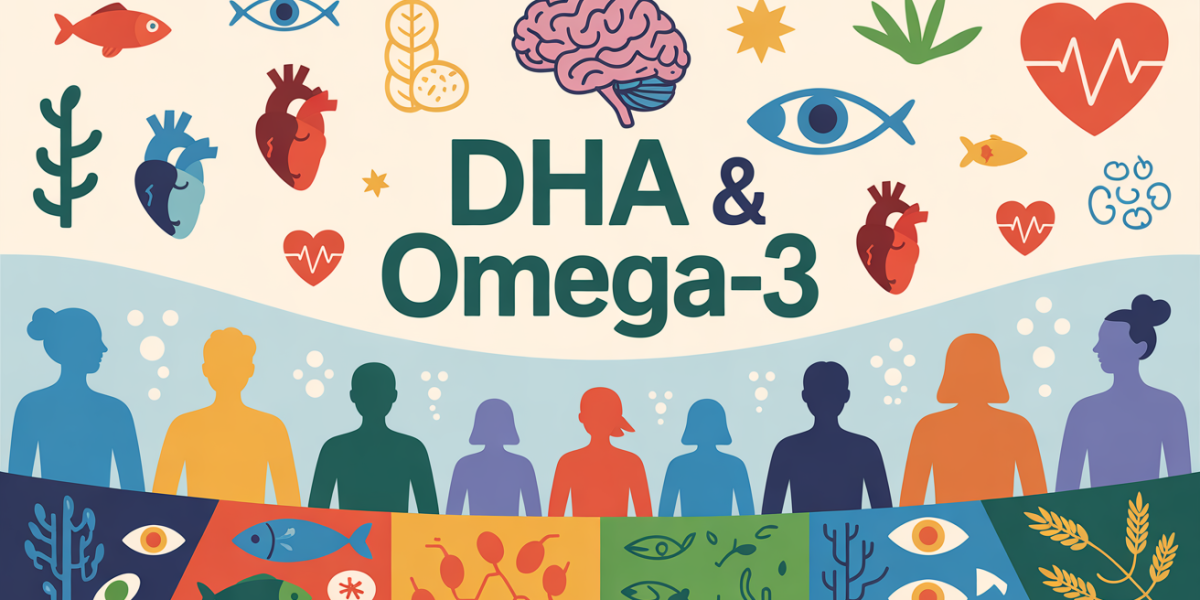Illustration DHA omega-3 famille table alimentation saine