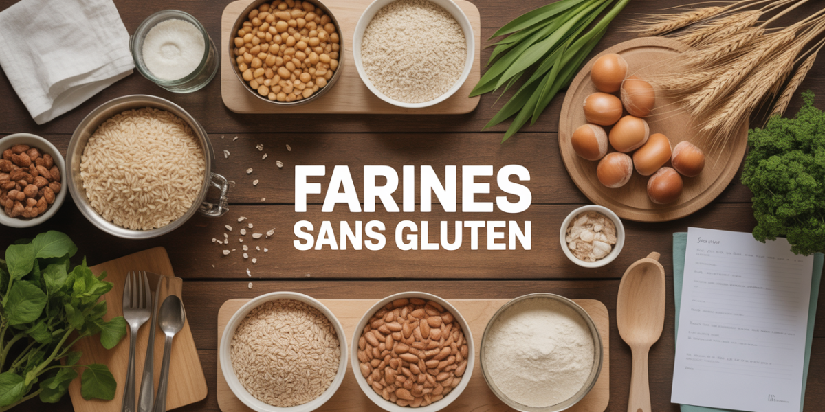 photo table bocaux farines sans gluten riz sarrasin pois chiche amande
