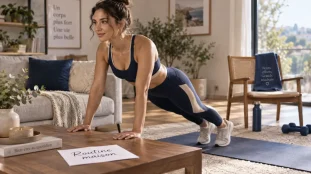 Femmes fitness : routine maison sans matériel, gainage et squats sur chaise