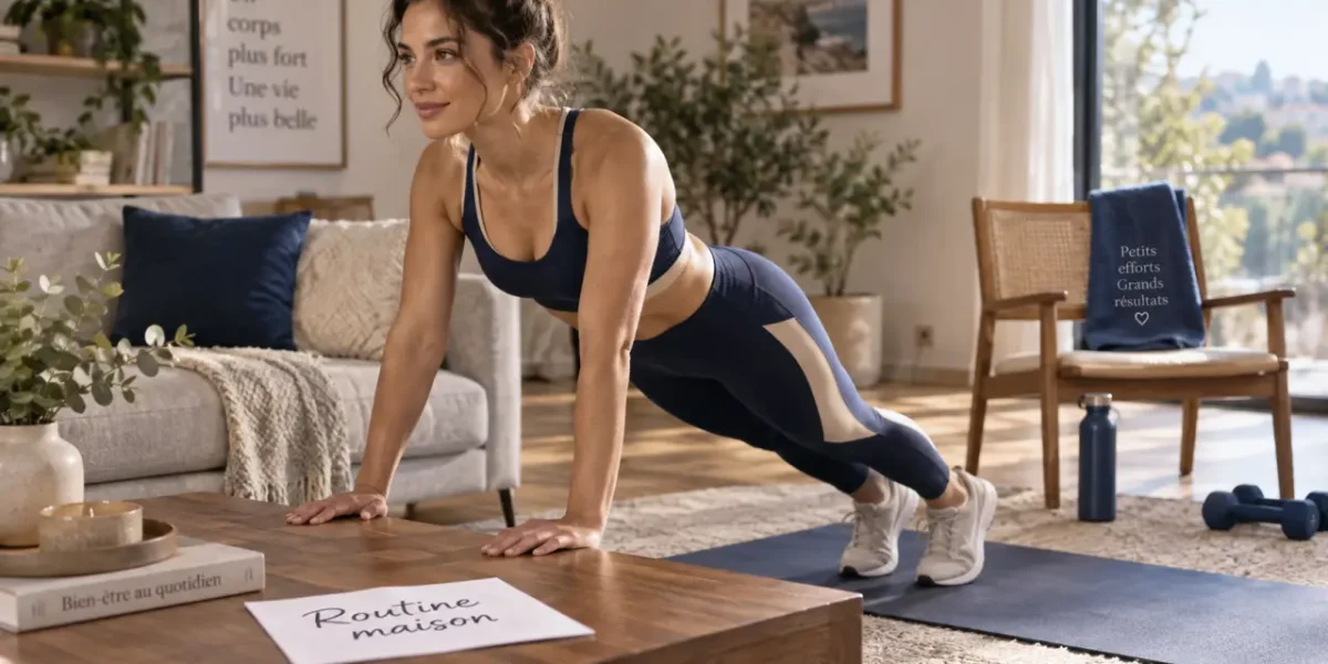 Femmes fitness : routine maison sans matériel, gainage et squats sur chaise