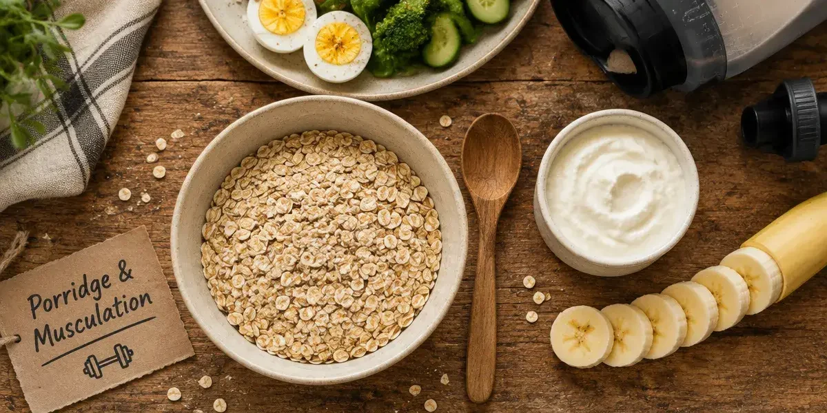Flocons d'avoine musculation : bol de porridge et skyr
